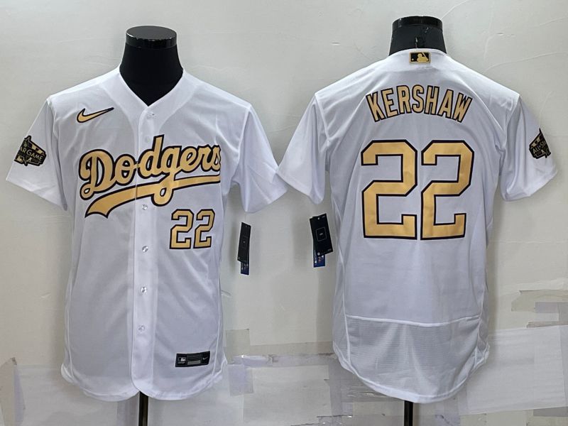 Men Los Angeles Dodgers 22 Kershaw White 2022 All Star Elite Nike MLB Jerseys